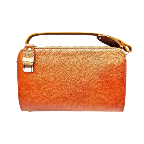 کیف تمام چرم گاوی رنگ عسلی