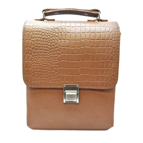 کیف دوشی تمام چرم گاوی سایز بزرگ رنگ کرم