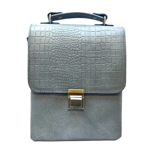 کیف دوشی تمام چرم گاوی سایز بزرگ رنگ طوسی