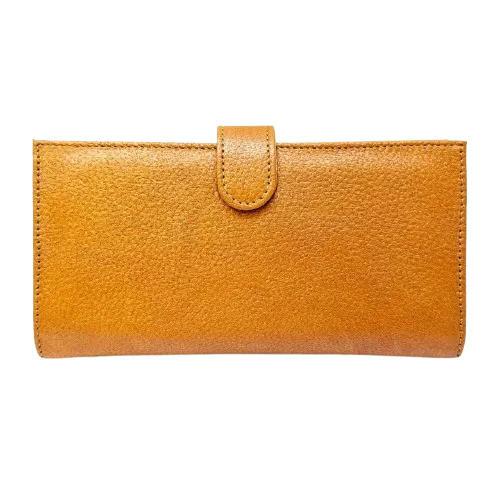 کیف پول چرم زنانه پالتویی رنگ عسلی