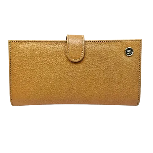 کیف پول چرم زنانه پالتویی رنگ کرم