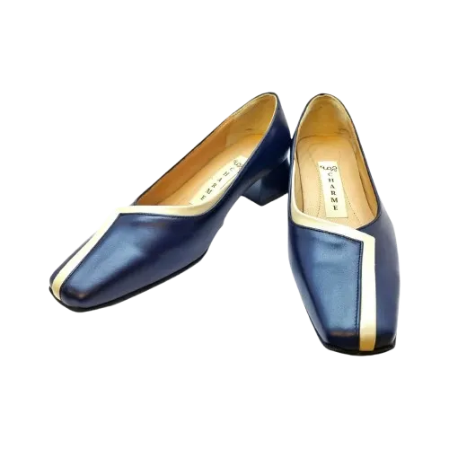 کفش چرم زنانه مجلسی رنگ سورمه ای