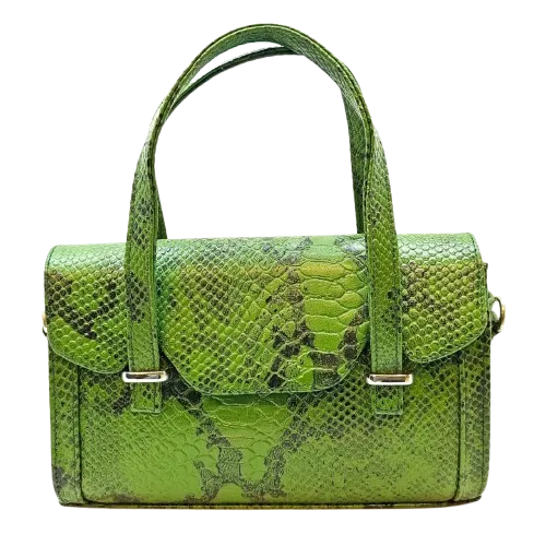 کیف مجلسی زنانه چرم طرح پیتون رنگ سبز