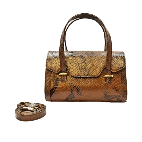 کیف مجلسی زنانه چرم طرح پیتون  رنگ عسلی