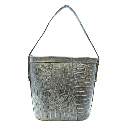 کیف زنانه تمام چرم گاوی طرح کرو رنگ خاکستری