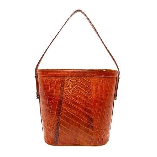 کیف زنانه تمام چرم گاوی طرح کرو رنگ قهوه ای