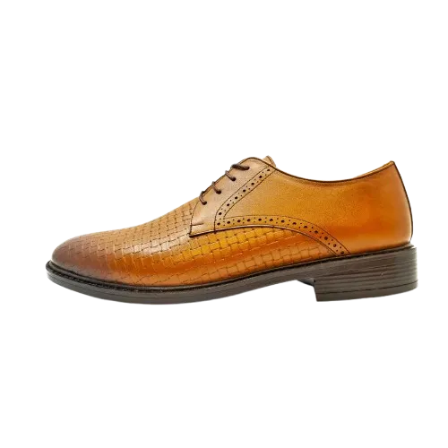کفش چرم گاوی مجلسی مردانه رنگ عسلی