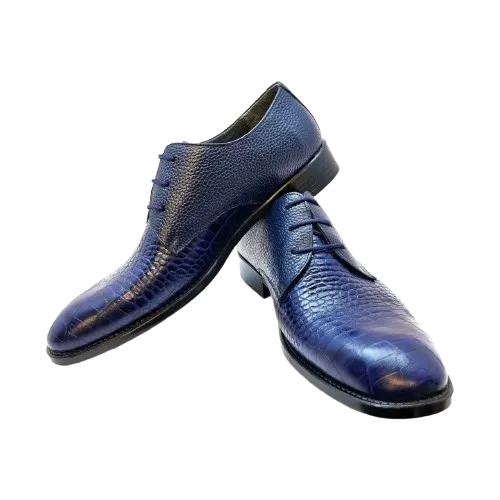 کفش چرم گاوی مجلسی مردانه رنگ سورمه ای